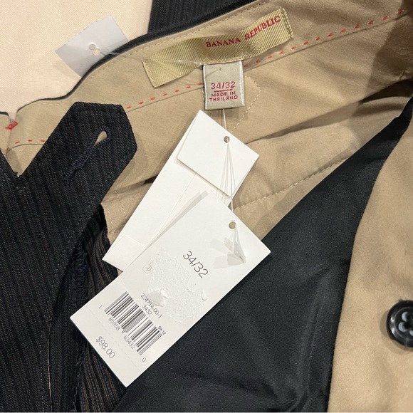 Banana Republic Heritage Wool Blend Button Fly Pinstripe Trousers Black 34/32 - Picture 12 of 15